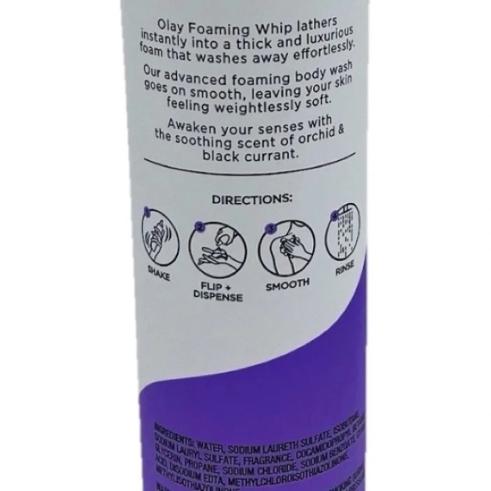 Olay Foaming Whip Body Wash Soothing Orchid & Black Currant 10.3 oz New